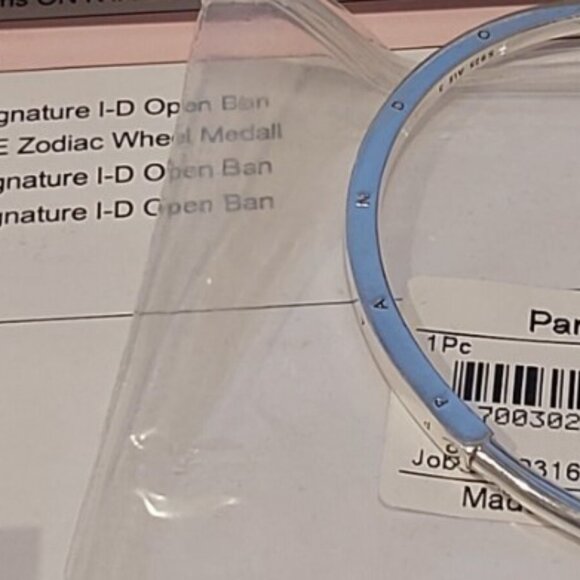 Authentic PANDORA Sterling Silver Signature I-D Open Bangle 599493C00-3 - Picture 6 of 15